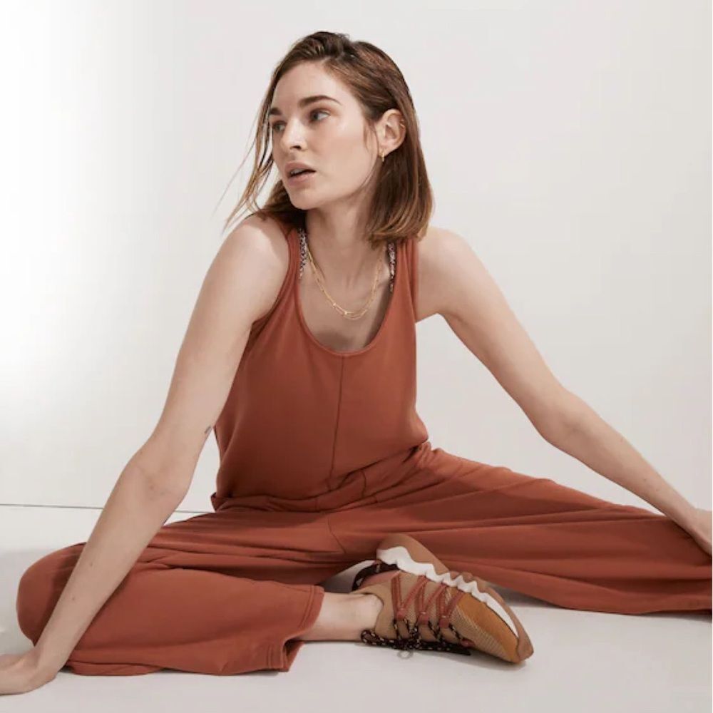 NWT Madewell Superbrushed Pull-On Jumpsuit Earthen Red Style MC198 Size Small